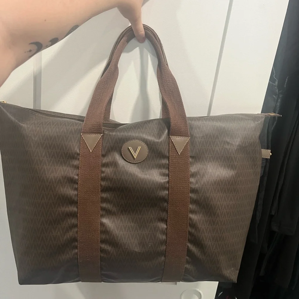 Mario Valentino Duffel Large Travel Tote Bag Brown